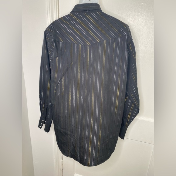 Ely Cattleman Vintage Men's Black Gold & Silver Striped Western Shirt - Picture 7 of 9